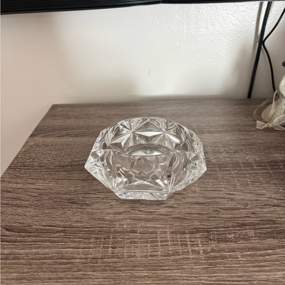 Crystal Cut Glass Pillar Candle Holder